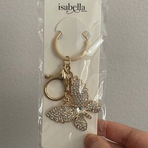 Abella Gold Butterfly Crystal Key & Card Holder